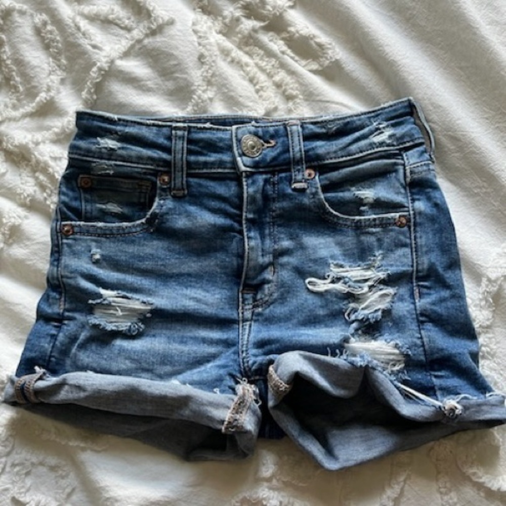 American Eagle Outfitters Blue Jean Shorts Distressed Casual